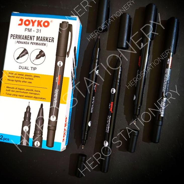 

Bring it Now11.11 Spidol permanen dual tip permanent marker joyko PM-31 tinta hitam . 12 unit G0L