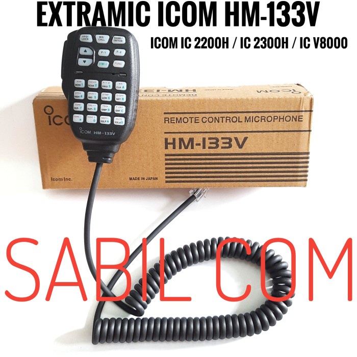 EXTRA MIC ICOM HM133V PTT MIC RADIO RIG ICOM 2300H ICOM 2200 HM 133V ORIGINAL TERBARU