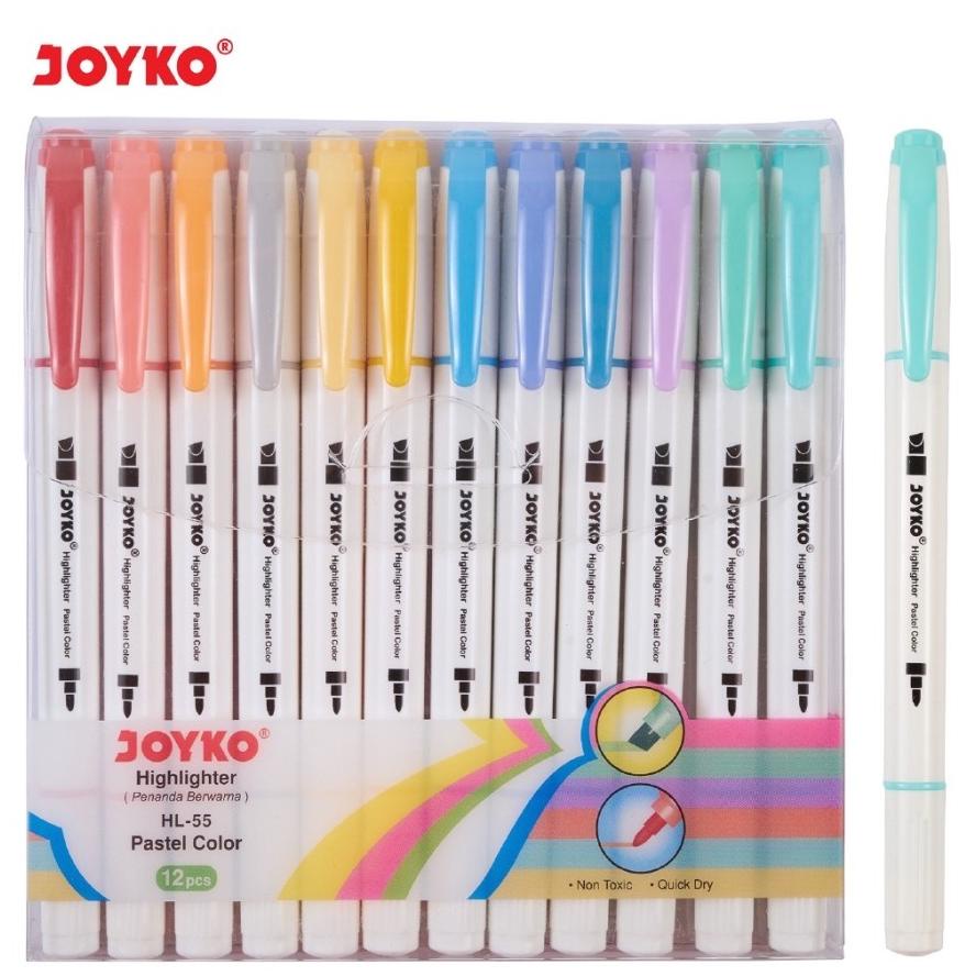 

HIGHLIGHTER PENANDA JOYKO HL-55 1 SET 12 PCS 12 WARNA .