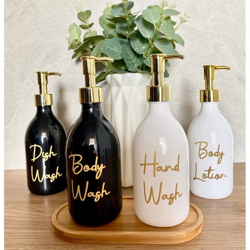 Botol isi ulang + LABEL STIKER 300ml putih hitam Pump | Wadah Reffil Refil Sabun Shampo Travelling Traveling Body Soap Hand Wash | Set Botol Sticker isi ulang tutup pump spray fliptop |