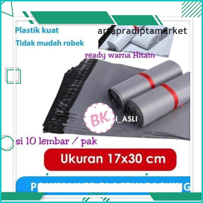

ISI 10 LEMBAR - POLYMAILER PLASTIK PACKING ONLINE KANTONG AMPLOP 17X30 !!