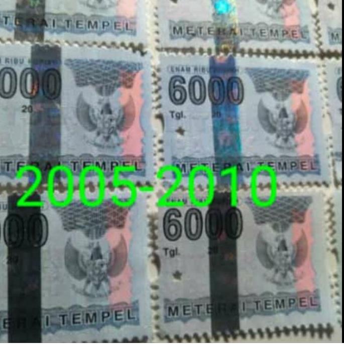 

Sale 6.6 | TD4 | * Meterai 6000 Rupiah Pemakaian Tahun 2005, 2006, 2007, 2008,2009,2010 Asli (S90)