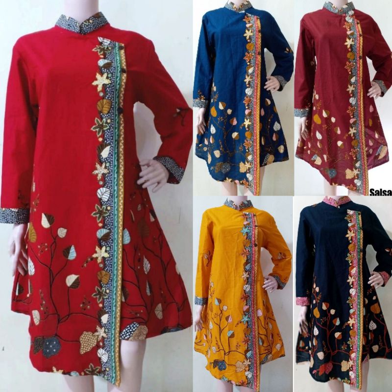 Model Baju Batik Wanita Modern Dress Batik Tradisional Wanita Lengan Panjang Jumbo Original Aksara B