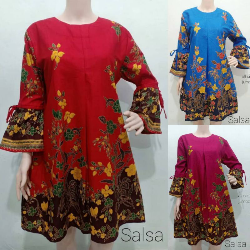 Ori Aksara Batik - Dress Batik Wanita Modern Lengan Tali Jumbo Resleting Belakang  Asli Batik Pekalo