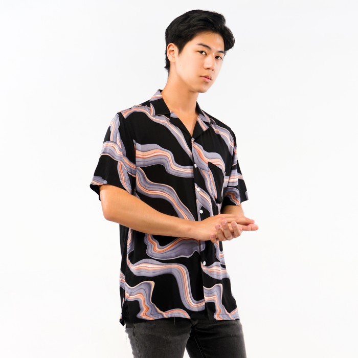 kemeja pria Kemeja Pantai Hawai Pria Baju Hawaiian Shirt Rayon Printing Hawaii - E-1518 Morabito, M(