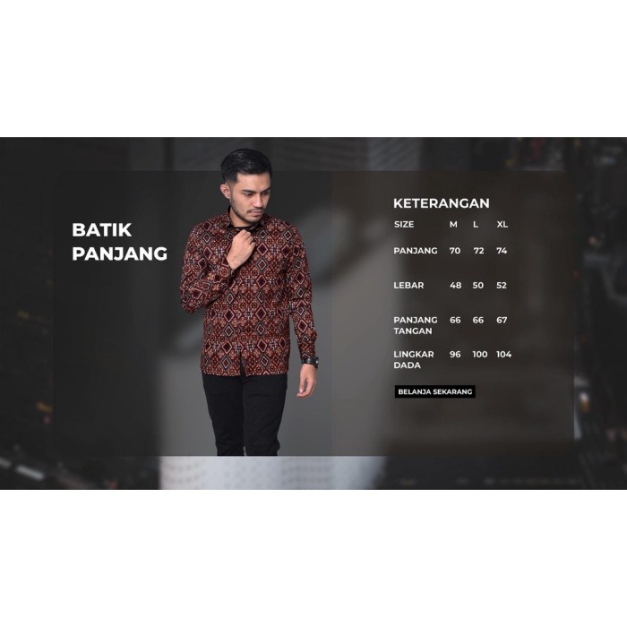 kemeja pria DGM Fashion Kemeja Pria Distro Lengan Panjang Batik 5816 - M(T9T2) kemeja pria kantor pe