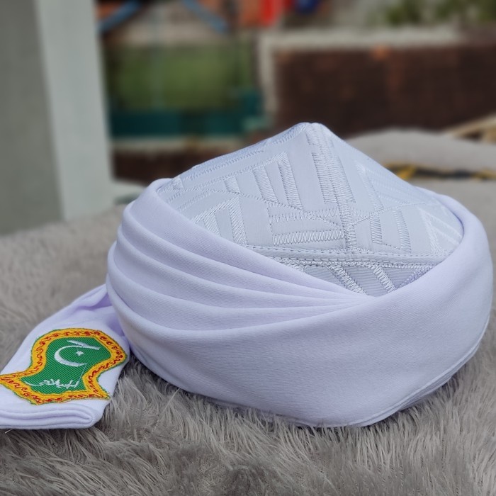 Sorban PECI IMAMAH PERMANEN Sorban kepala / sunnah / imamah hadramaut - Putih, 1(V5H4) Surban Kashmi