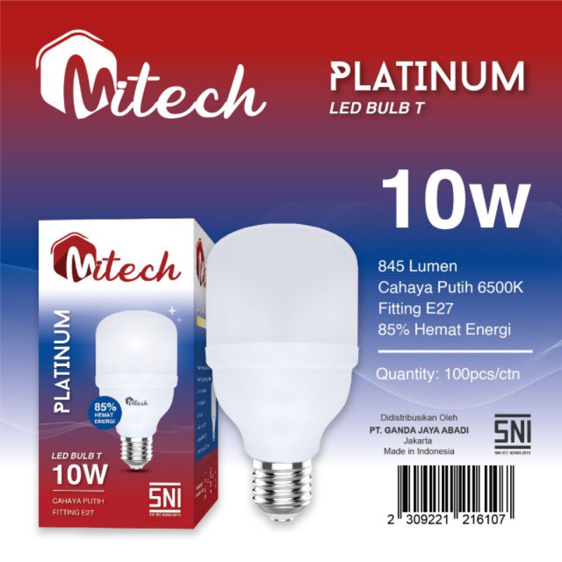 MITECH PLATINUM LAMPU LED T BULB 10W CAPSULE SNI BERGARANSI 1 TAHUN