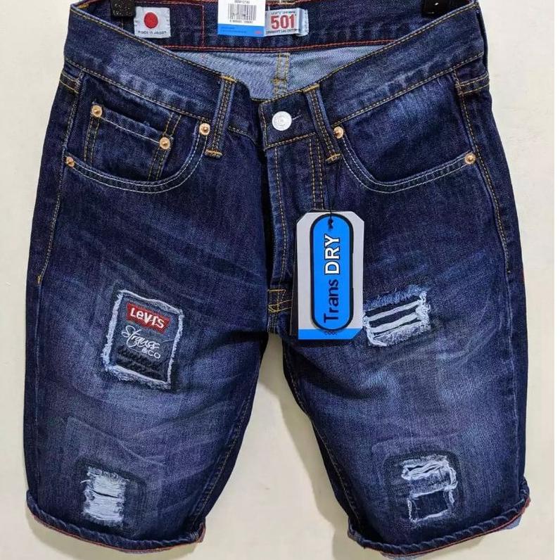 [KODE ZDYZM] promo celana pendek jeans 501 pria model sobek bordir terbaru