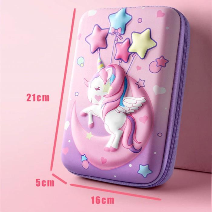 

Kotak Tempat Pensil Ala Smiggle Hardcase 2 sisi Timbul 3D UNICORN MOON