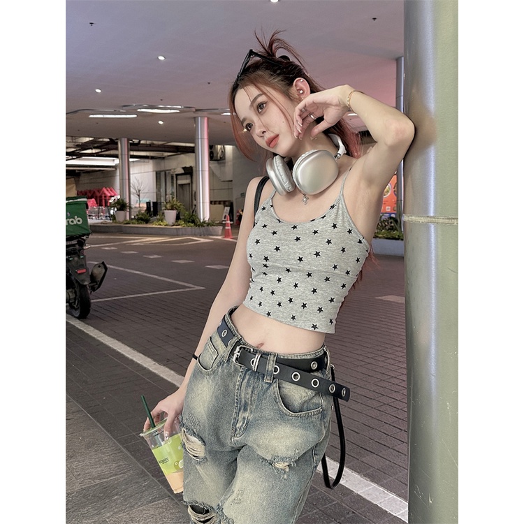 Red American babes bottoming kamisol kecil ceruk musim panas wanita pakaian luar seksi slim fit dan atasan pendek bagian dalam tipis