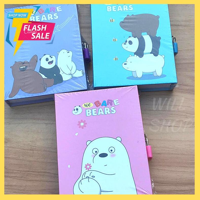 

[KODE CWDMP] BUKU DIARY HARIAN GEMBOK RAHASIA KARAKTER WE BARE BEARS WBB KARTUN LUCU UNIK ALAT TULIS READY COD