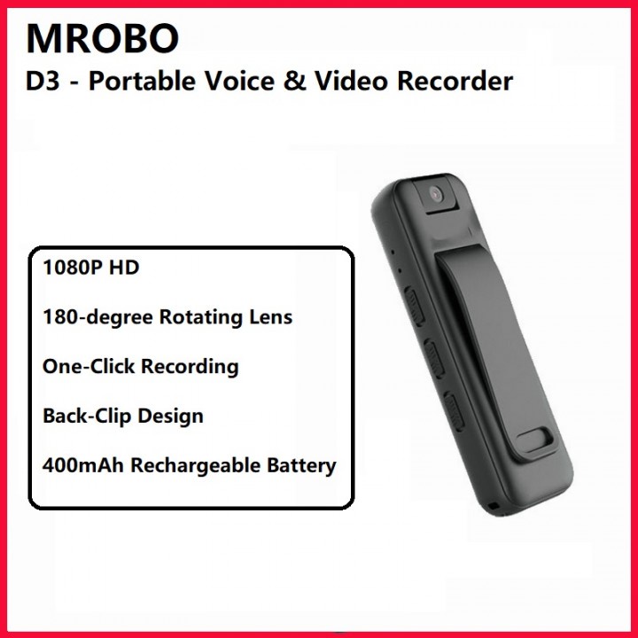 MROBO D3 16GB - Portable Voice Video Recorder - Rotating Camera Lens
