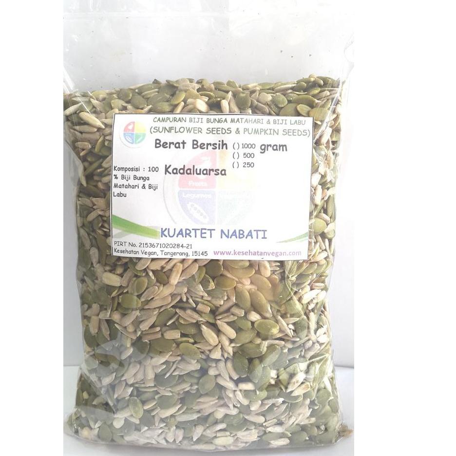 

Terbaru⭐✅500gr Mix Biji Labu / Pumpkin Seeds & Biji Bunga Matahari / Sunflower Seeds - Kupas - Mentah