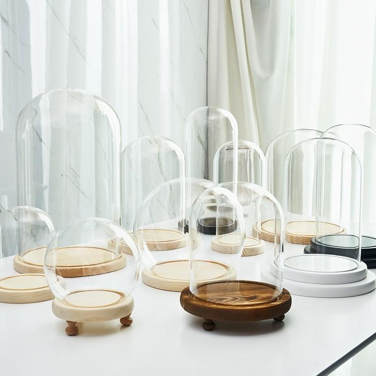 TERMURAH  GLASS DOME / FLOWER GLASS DOME CLASSIC / ROUND / CLASSIC WITH LED DOME ALAS KAYU