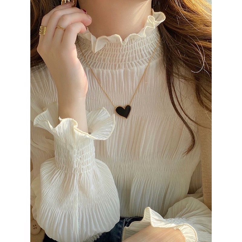 BASIC RUFFLE TURTLENECK PLEATED TOP IMPORT
