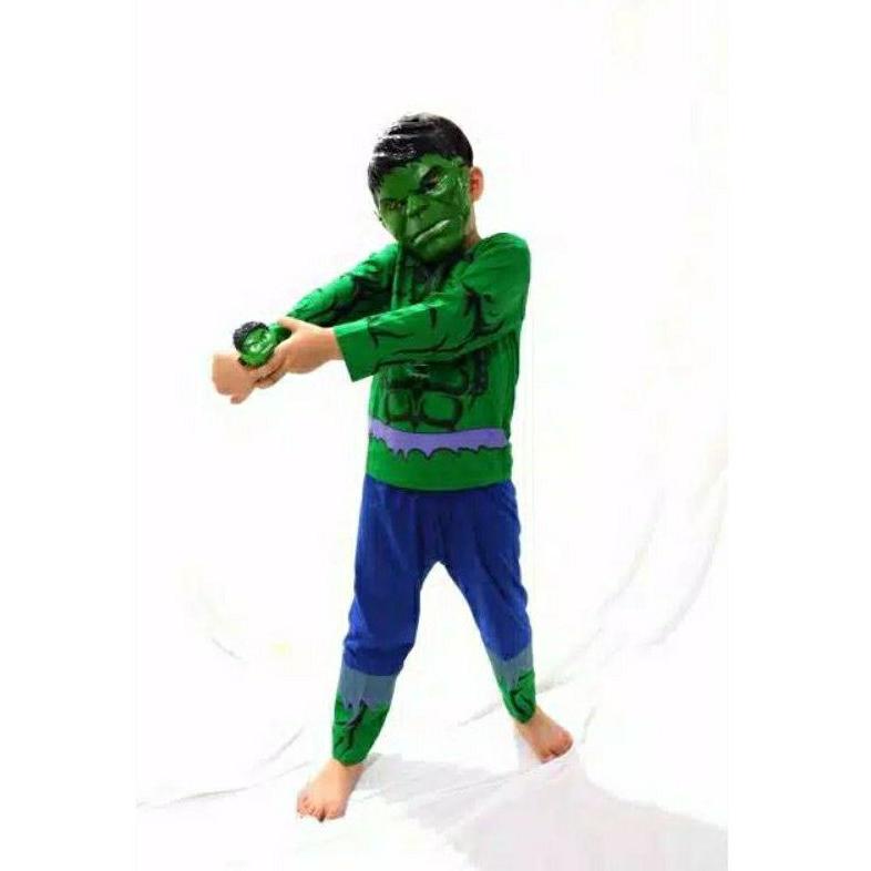 [KODE CT0J8] KOSTUM BAJU ANAK LAKI LAKI HULK HIJAU / KAOS HULK HIJAU DAPAT TOPENG