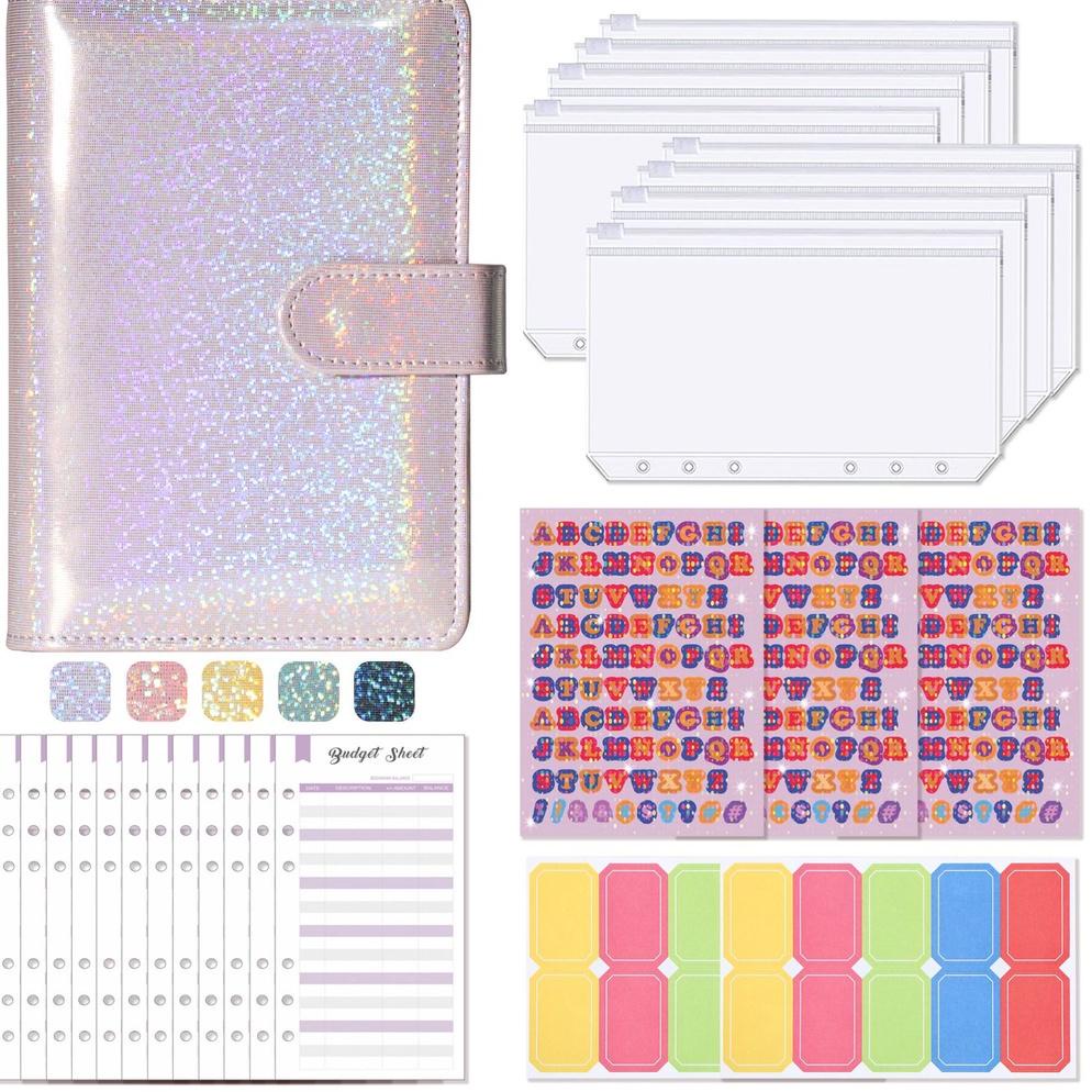 

EDFDL A6 Glitter Binder dengan Kantong Ritsleting Arus Amplop untuk Penganggaran Uang Penyimpanan Organizer dengan Stiker Label Bisnis Binder Notebook Alat Tulis ☋Dijual Murah