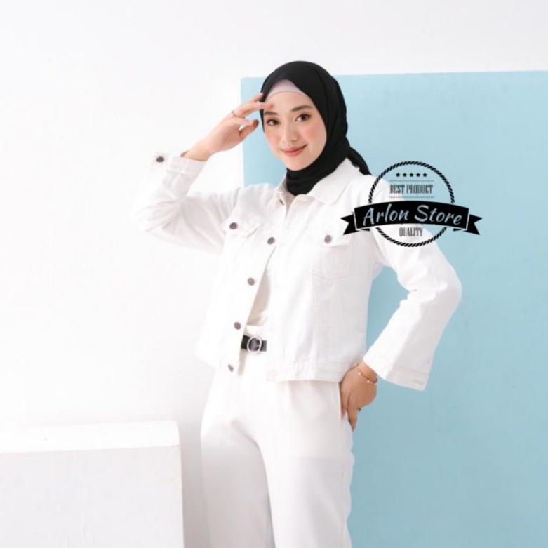 Laris?? Jaket Jeans Putih Jaket Crop Biondy Putih Jaket Jeans Trendy Korean Murah Premium 95