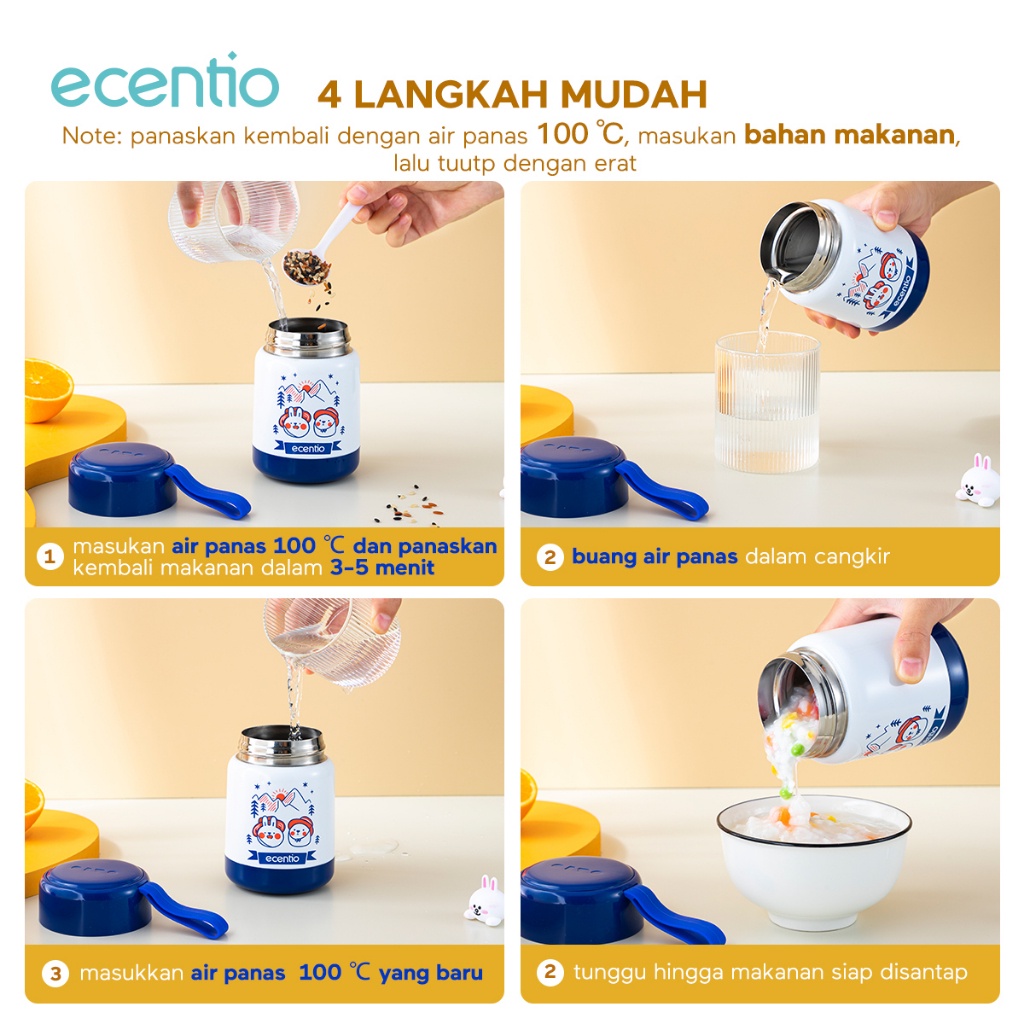 ecentio Termos Makanan Food Jar TAHAN 24hrs termos sup cooking portable 300ml 304 stainless seri&quot;Journey&quot;/termos kecil anti tumpah