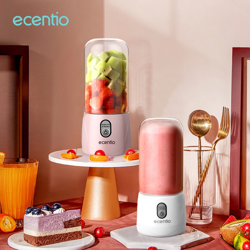 ecentio Centrifugal Slow/Cold Juicer Knob Control Smart Control safety lock thermal cut-off protection portabel pink/putih