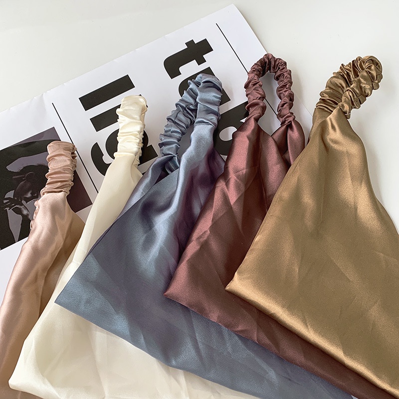 Bando Bandana Turban Elastis Scraft Multifungsi Korea Fashion Wanita Hair Aksesoris Rambut Bohemia Headband / Headband Triangle Woman Scraf Bahan Satin dan Katun Motif Polos Wanita