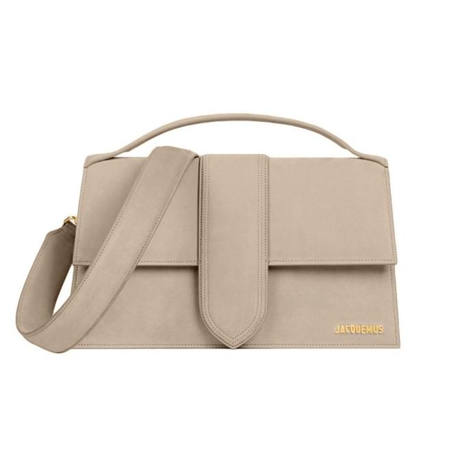 Jacquemus Le Bambino Envelope Nubuck Leather Handbag Dark Beige