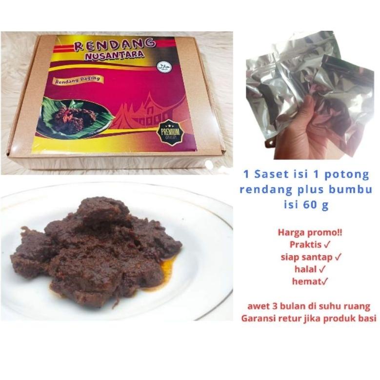 

Free Ongkir netto: 60 gram Rendang Nusantara Rendang Asli Padang Kemasan Saset 60 gram