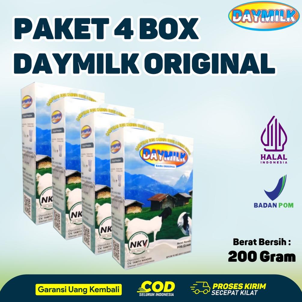 

ORIGINAL% Paket 4 Box Daymilk Rasa Original - Susu Kambing Etawa Premium Bubuk - 200gr Halal BPOM