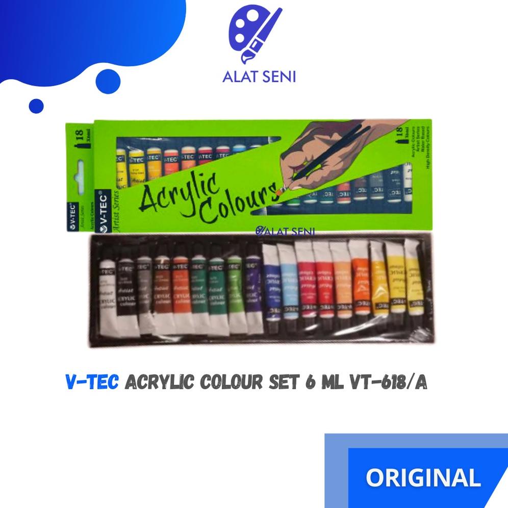 

☌ Cat Akrilik / V-TEC ACRYLIC COLOURS 6 ML SET 18 / V-TEC CAT AKRILIK 18 WARNA / PAKET CAT AKRILIK 34