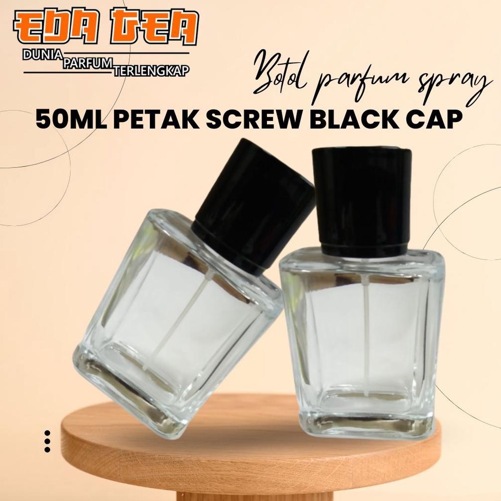 8.8 Botol parfum PETAK SCREW BLACK CAP 50ML | BOTOL SPRAY