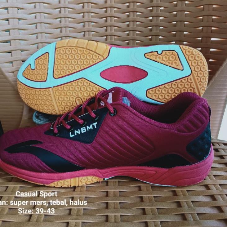 Super Shipment Sepatu Badminton Merah Maroon Red Lining Sepatu Olahraga