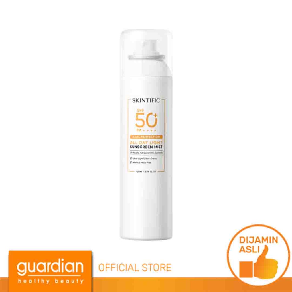 SKINTIFIC All Day Light Sunscreen Mist SPF50 PA++++ Sunscreen Spray Anti UV Wajah/Body Spray 120ml