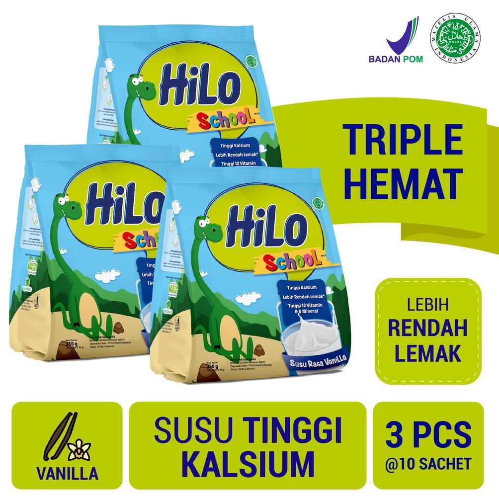 

STAR Triple Pack - HiLo School Gusset Vanilla 10 Sachet - Susu Tinggi Kalsium Lebih Rendah Lemak