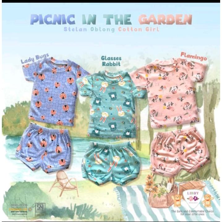 Libby Setelan Oblong Tipis Cotton Motif / Kaos Setelan Pendek