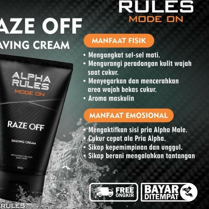 Limited⭐Alpha Rules Raze Off (shaving cream/krim cukur) cream cukur jenggot Original 100ml