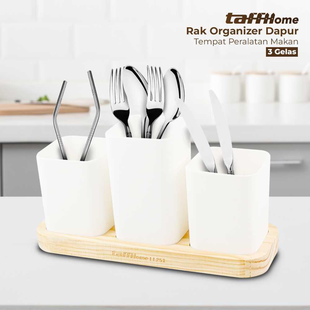 TaffHOME Rak Organizer Dapur Tempat Sendok Garpu 3 Gelas - LL251