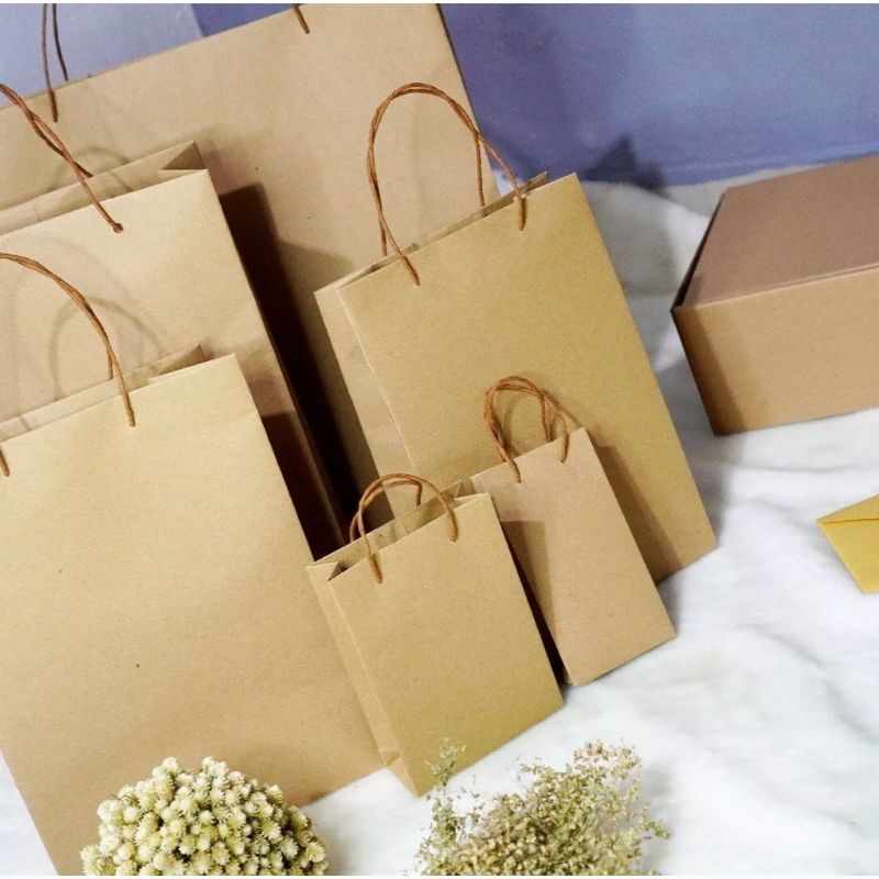 PAPER BAG WARNA COKLAT & PUTIH/Angelabeautystore