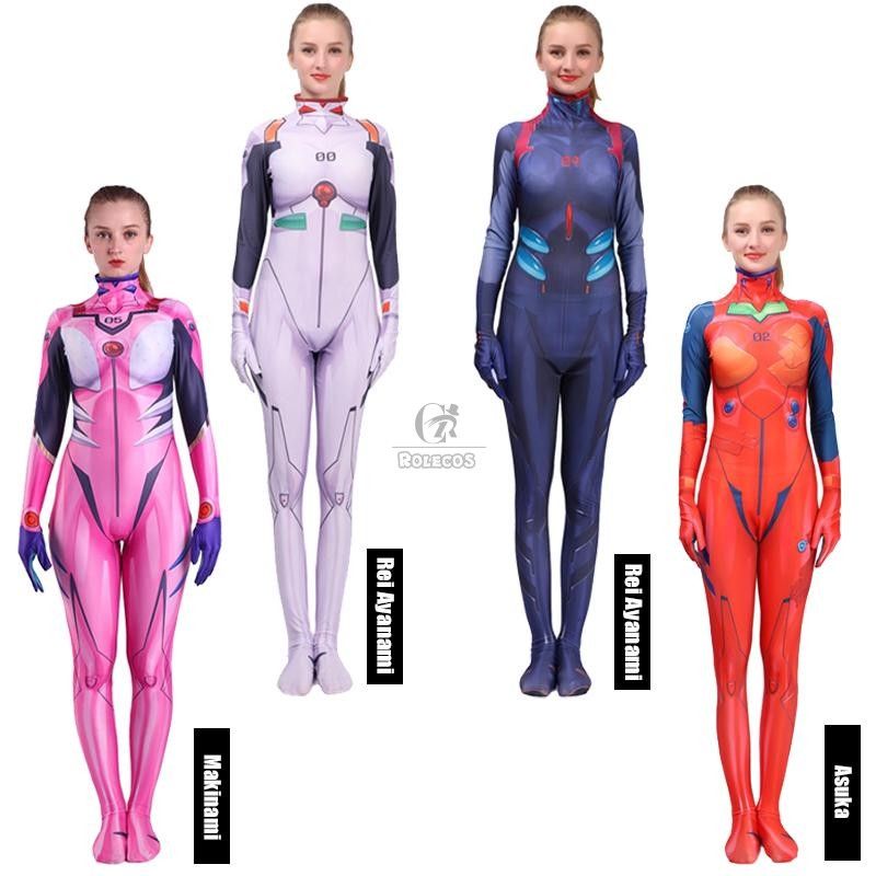 ✨ READY ✨ Rolecos - Evangelion Asuka Rei Shinji Mari Plugsuit Spandex Bodysuit Costume Cosplay HQ