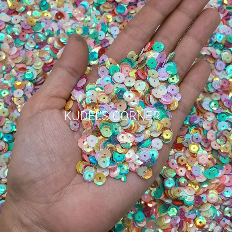 [part 3] payet rambochi cup edisi  dop pelangi 6mm / payet piring/ payet cekung / sequin cekung per 3gr