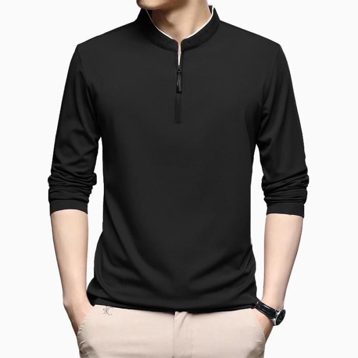 Terlaris Kaos Lengan Panjang Pria Gaya Korea Variasi Seleting - Jfashion Petra