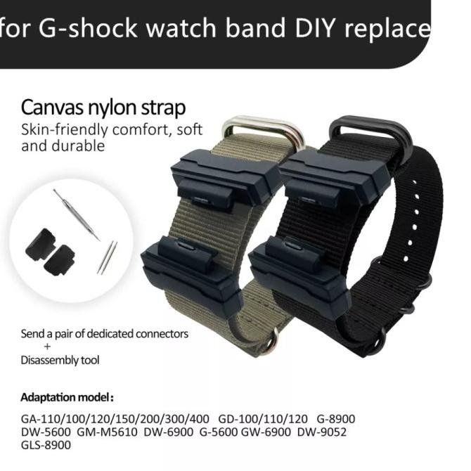 Tali Strap Kanvas Nato Canvas Casio G-Shock Adapter Konektor GShock