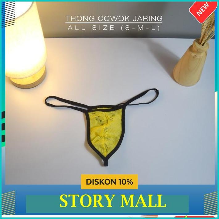 CELANA DALAM PRIA SEXY GSTRING THONG JARING TRANSPARAN TALI HITAM BEST QUALITY