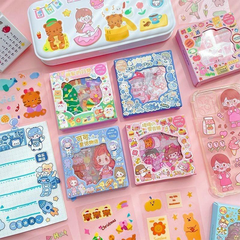 

1 pack isi 100 Lembar Pcs Stiker Box Merk SENMU SEN MU Momo Stiker Set - BHTC