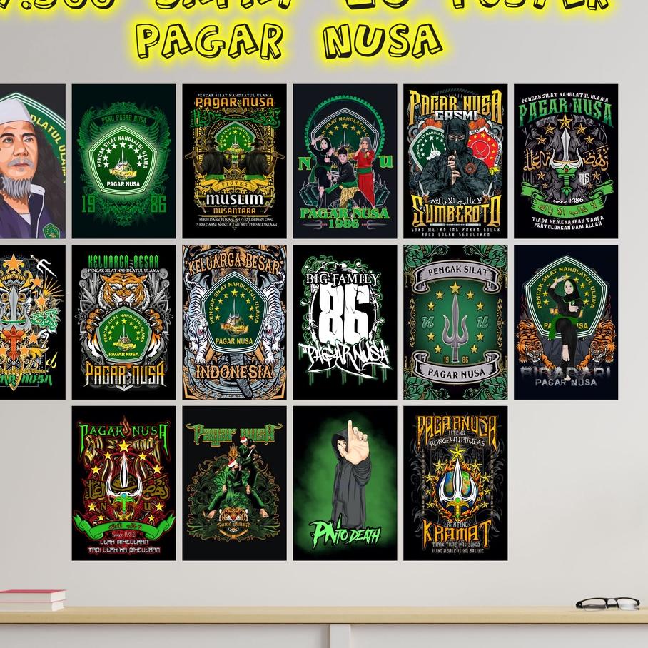 NAS716 Paket 16 Poster Pagar Nusa | Lambang Logo Pagar Nusa | Banom NU | Foto Ulama Nusantara | Post
