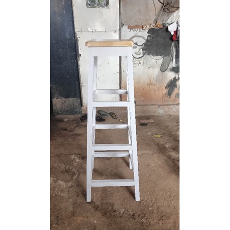 BANGKU TINGGI BANGKU KAYU TINGGI 120CM WARNA.PUTIH