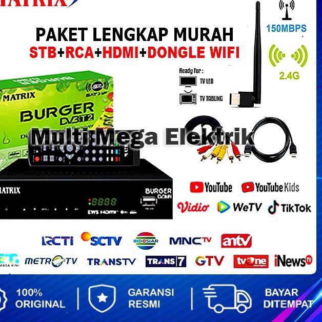 Terlaris SET TOP BOX TV DIGITAL STB MATRIX BURGER WELHOME SANEX DVBT2 UHF EWS FULL HD RECEIVER DIGIT