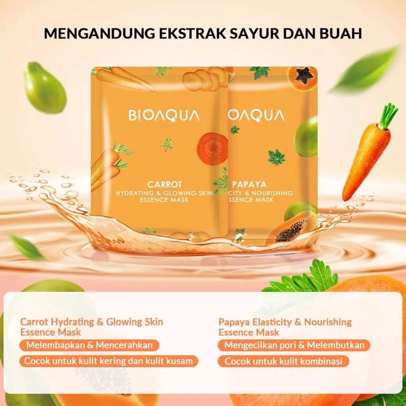 TAFBABY - BIOAQUA Sheet Mask Vegetables and Fruits 25gr  BPOM - Masker Wajah Bio Aqua