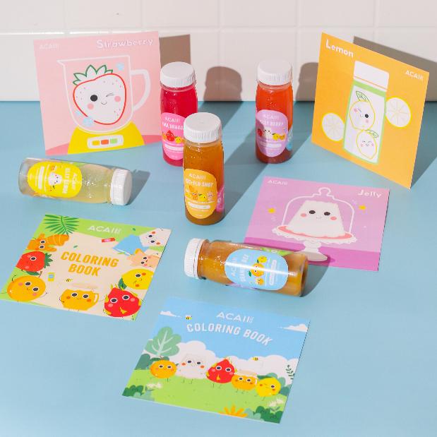 

Best! Acaii Tea Kids Series Package (10x140ml) Coloring Book ~