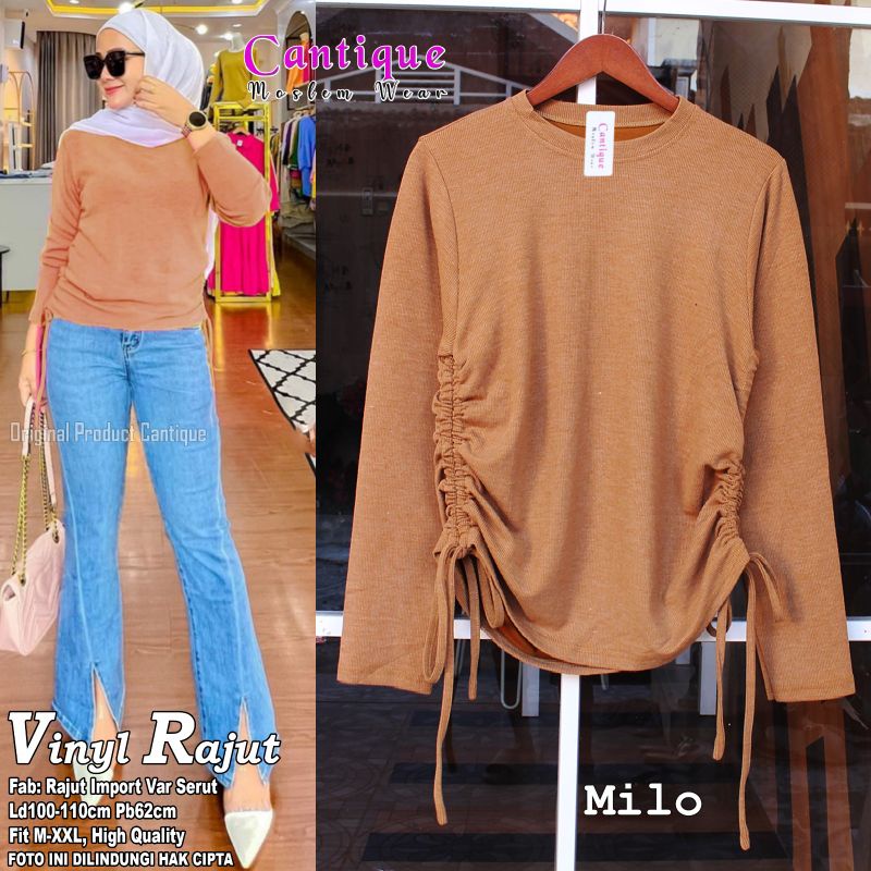 FINYL RAJUT TOP ATASAN BLOUSE POLOS WANITA CASUAL RAJUT IMPORT LD 110 CM FIT XXL